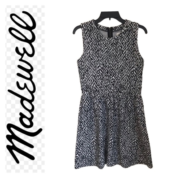 MADEWELL by Hi Line Black and White Zebra Sleeveless Fit Flare Dress - Picture 2 of 11